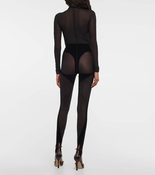 x Mugler Flock Shaping paneled stirrup leggings