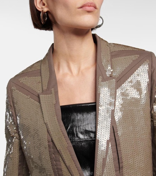 Sequined single-breasted cotton blazer