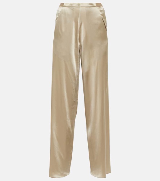 Silk satin straight pants