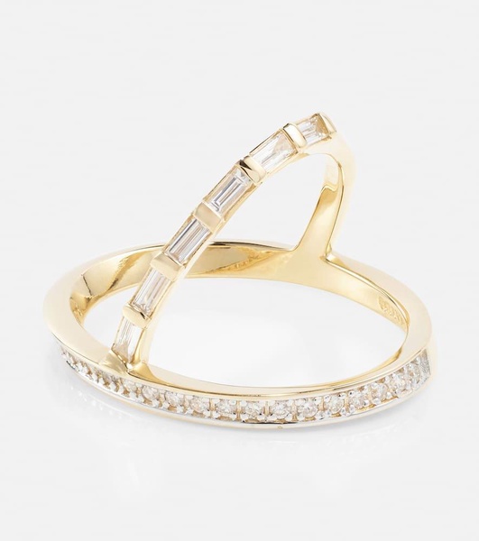 14kt Y-bar gold ring with diamonds