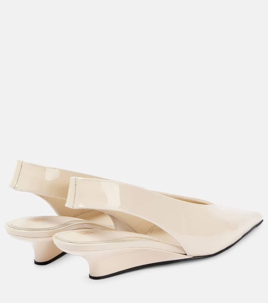 Patent leather slingback wedges