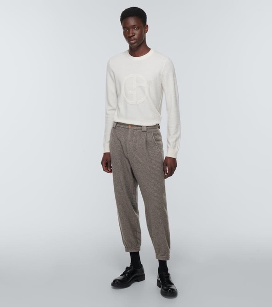 Pinstripe cashmere and wool pants