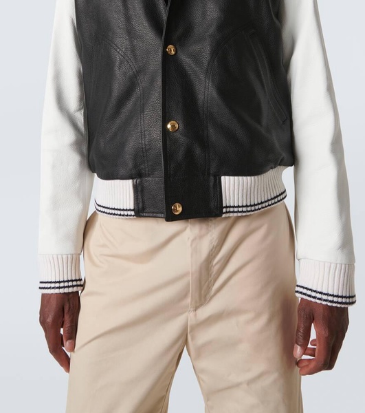 Leather varsity jacket