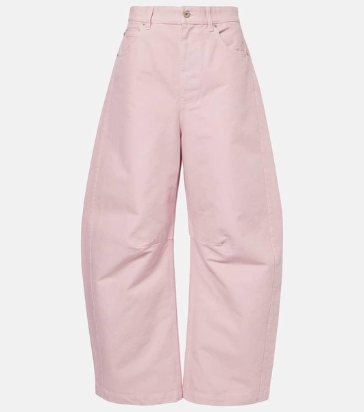 Cotton barrel-leg pants