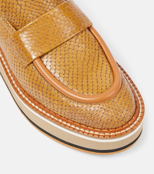 Bahati croc-effect leather platform loafers