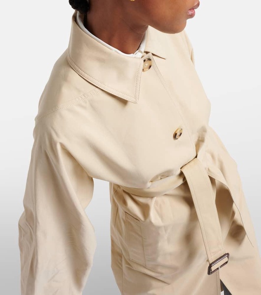 Belted cotton and silk trench coat