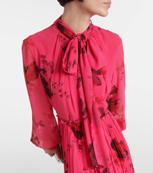 Floral tie-neck voile gown