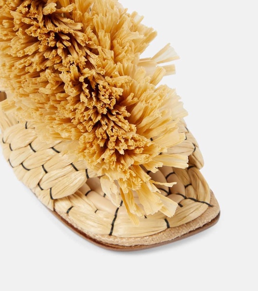 Raffia espadrille slides