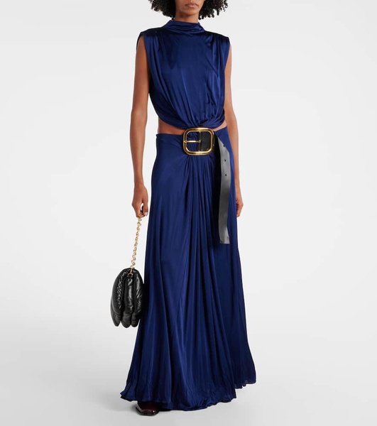 Belted cutout draped gown