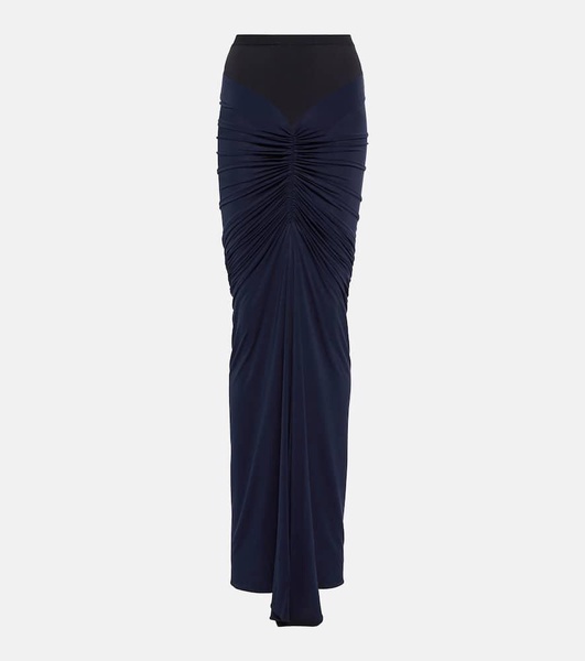 Draped stretch jersey maxi skirt