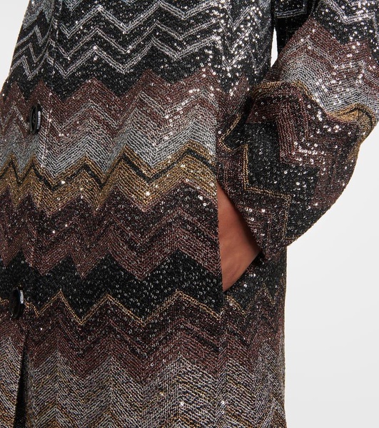 Zig Zag sequined single-breasted coat 