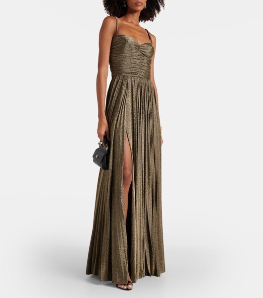 Ruched metallic gown