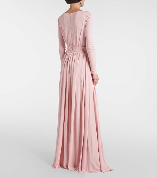 Gathered cutout jersey maxi dress