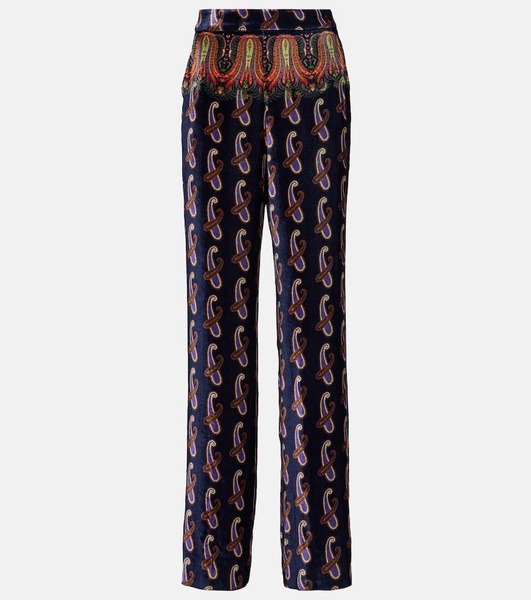 Paisley high-rise straight pants