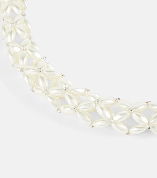 Rope faux pearl choker