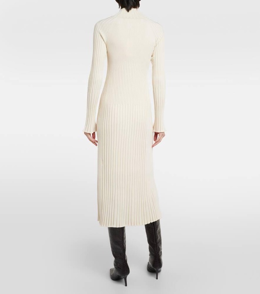 Carmen ribbed-knit high-neck midi dress