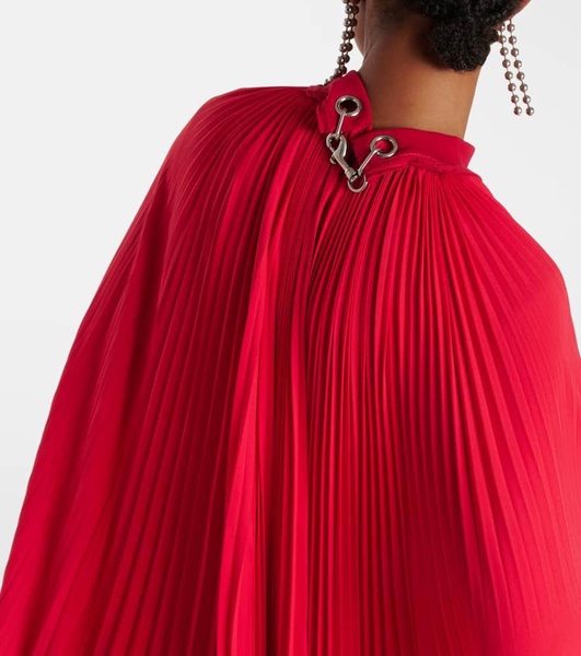 Caped pleated gown