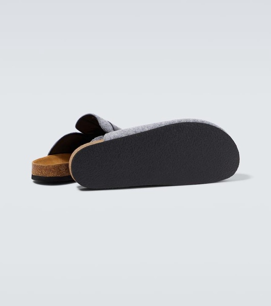 Leather-trimmed slippers