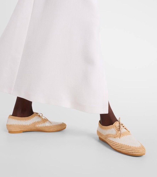 Idana leather-trimmed straw brogues