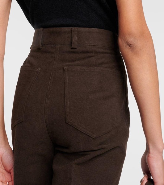 High-rise velour straight pants 