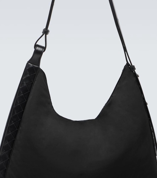 Leather-trimmed tote bag