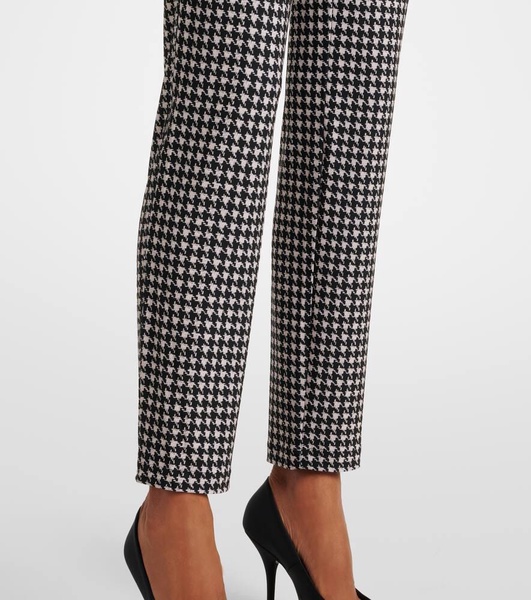 Houndstooth high-rise slim pants