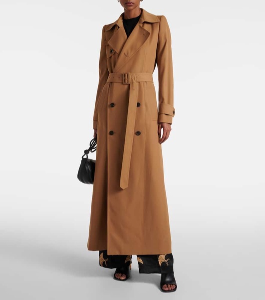 Wool-blend gabardine trench coat