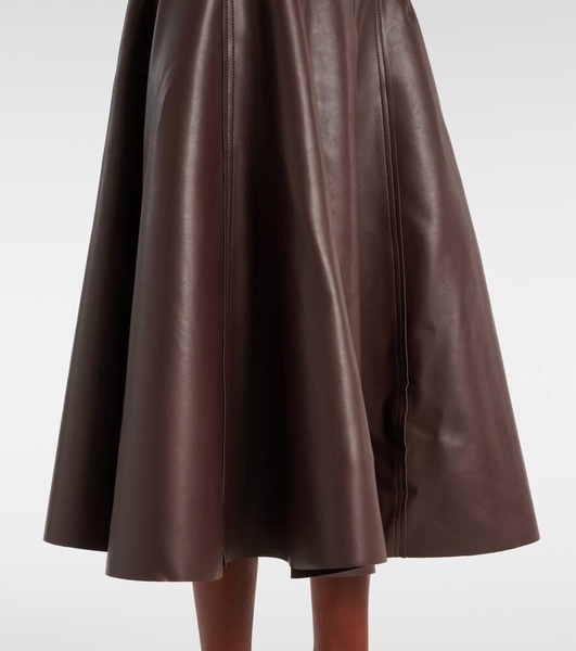 High-rise faux leather midi skirt