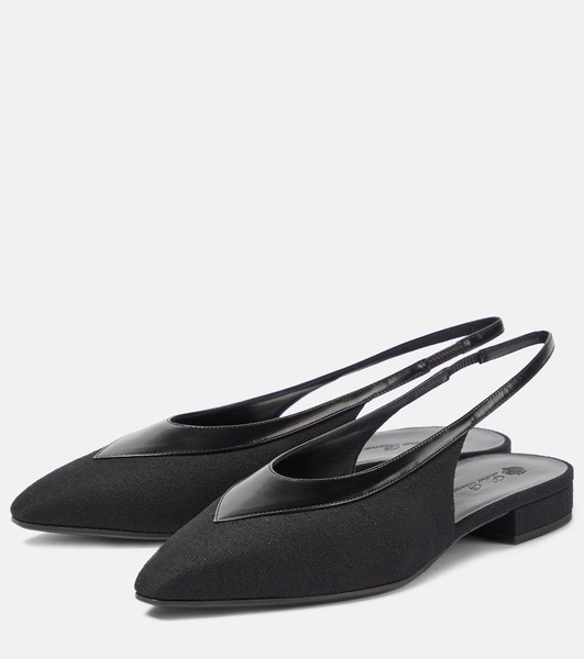 Rebecca leather-trimmed slingback flats