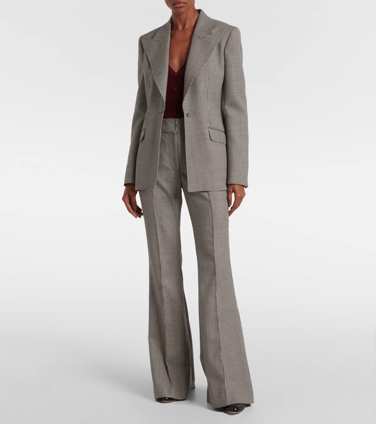 Rhein houndstooth wool flared pants