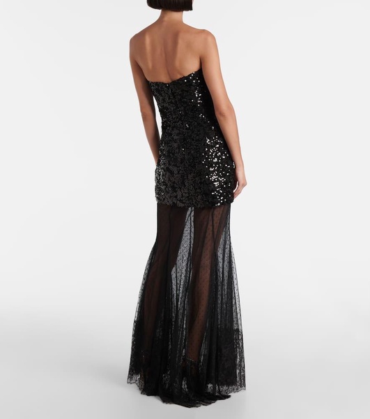 Diana sequined mesh-trimmed gown