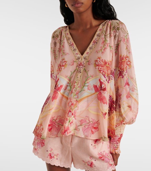 Blossoms and Brushstrokes floral silk blouse