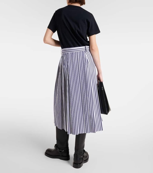 Pleated cotton poplin midi dress