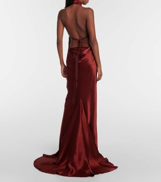 Halterneck satin gown 