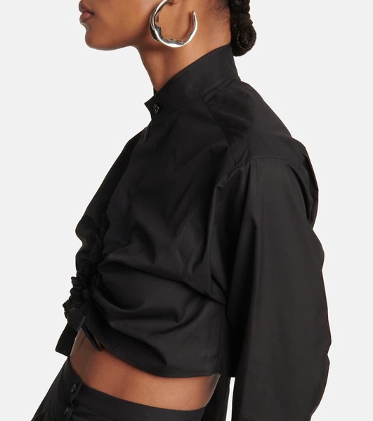 Cropped cotton shirt