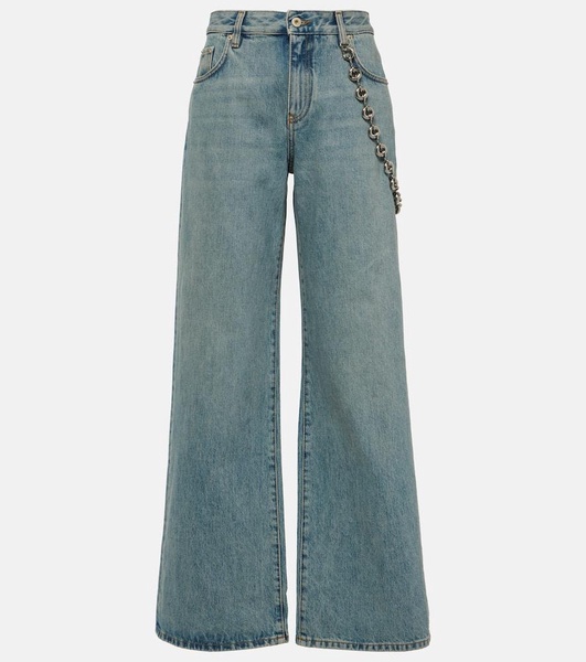 High-rise chain-detail flared jeans