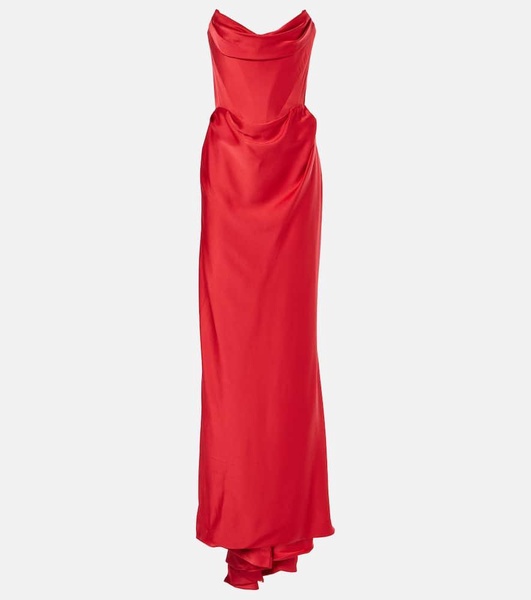 Off-shoulder satin gown