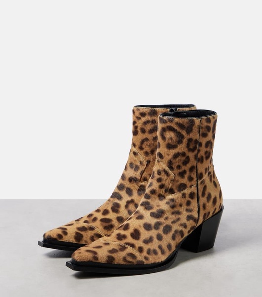 Cece 60 leopard-print calf hair ankle boots