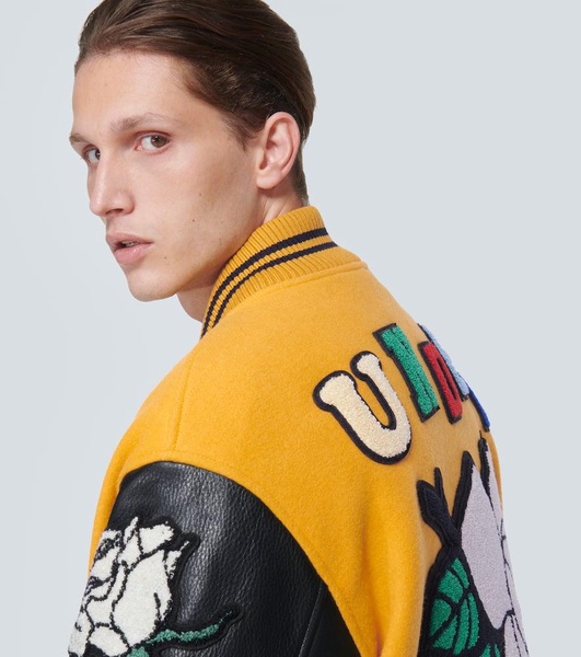 Appliqué wool-blend varsity jacket