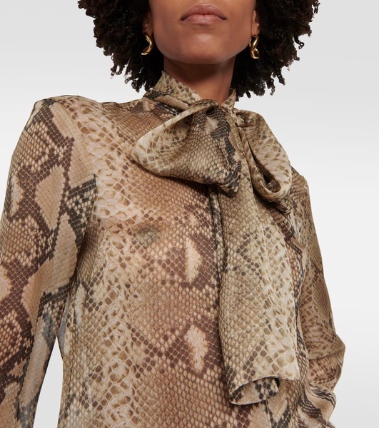 Snake-print silk blouse