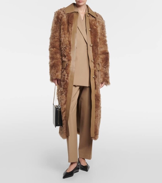 Curly shearling lamb long coat