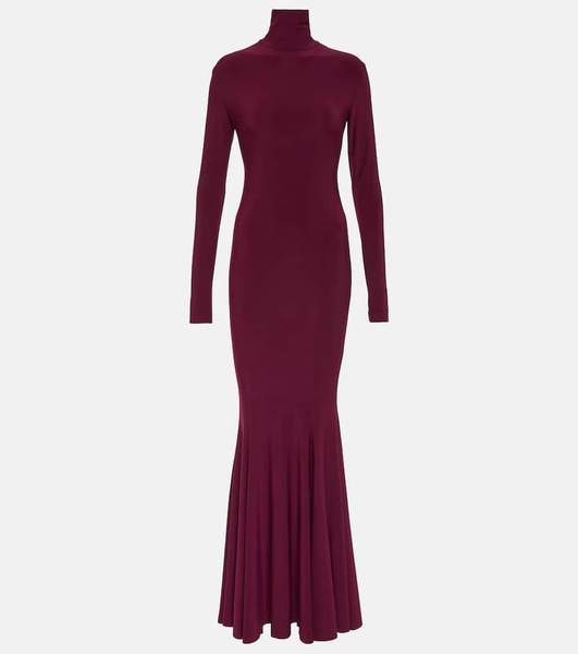 Turtleneck open-back gown