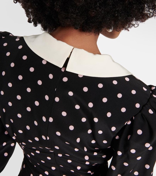 Polka-dot silk midi dress