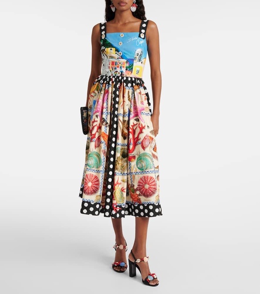 Capri printed cotton midi dress