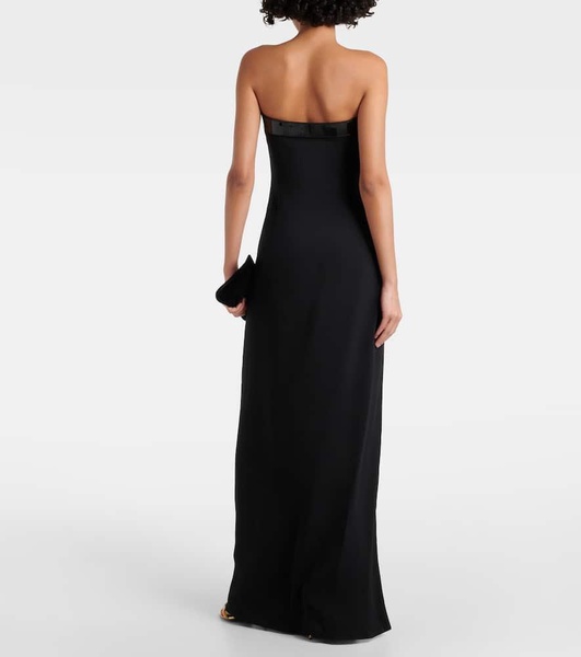 Buckle-detail strapless sablé gown