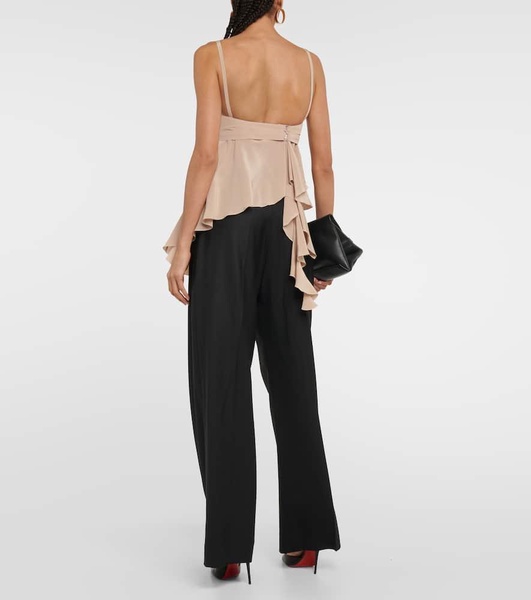 Asymmetric silk crepe de chine top