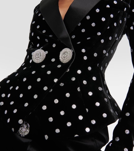 Polka-dot embellished velvet blazer