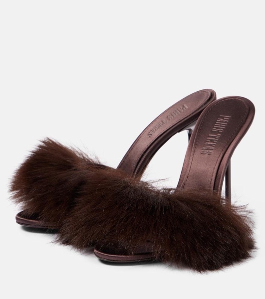 Lidia 105 faux fur and satin mules