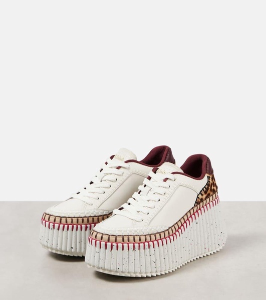 Nana studded leather wedge sneakers