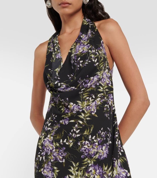 Floral cowlneck georgette midi dress